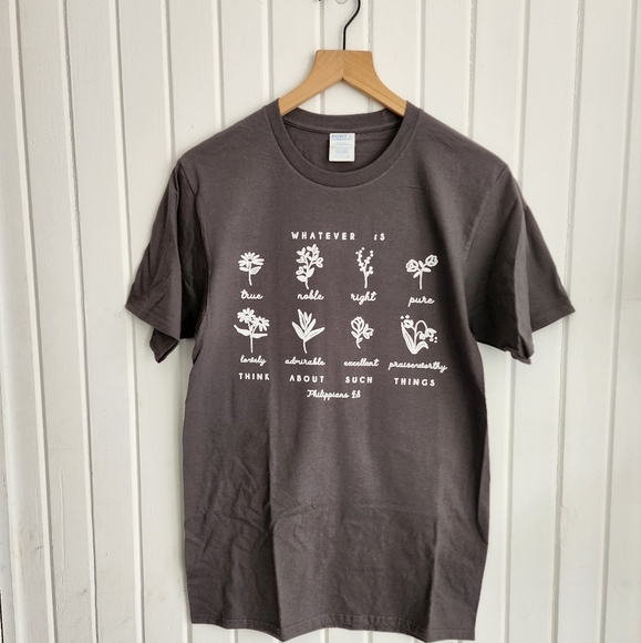 Port & Company Tops - Whatever is..Philippians 4:8 Women's Gray Small Tee